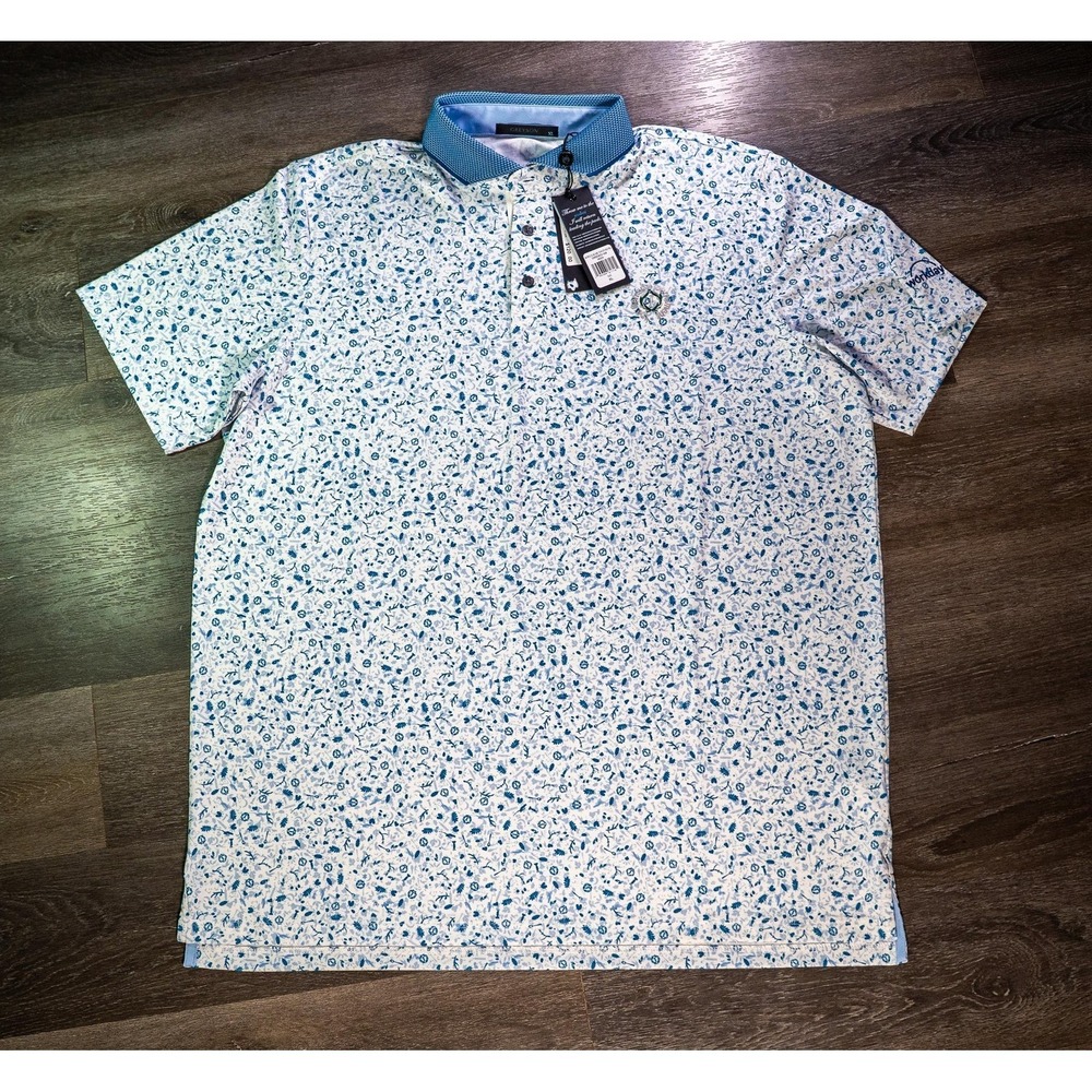 Greyson Polo Shirt Mens XL White Graphic Print Short Sleeve Collared